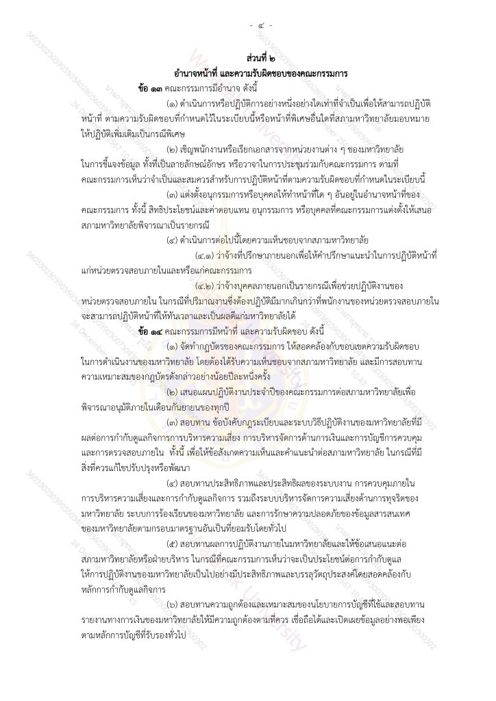 ระเบียบมหาวิทยาลัยวลัยลักษณ์-ว่าด้วยการตรวจสอบภายใน