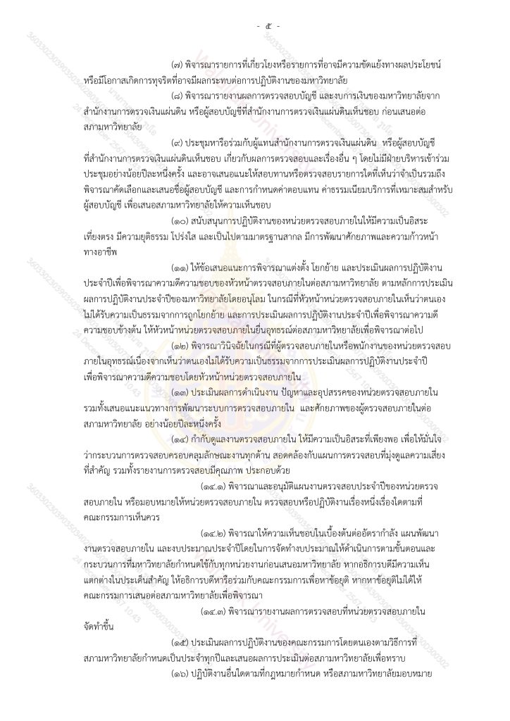 ระเบียบมหาวิทยาลัยวลัยลักษณ์-ว่าด้วยการตรวจสอบภายใน